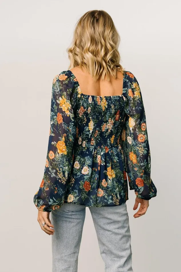 Baltic Born Blouses Shirts Women Ollie Smocked Top Navy Multi Baltic Born Blouses Shirts Women Ollie Smocked Top Navy Multi