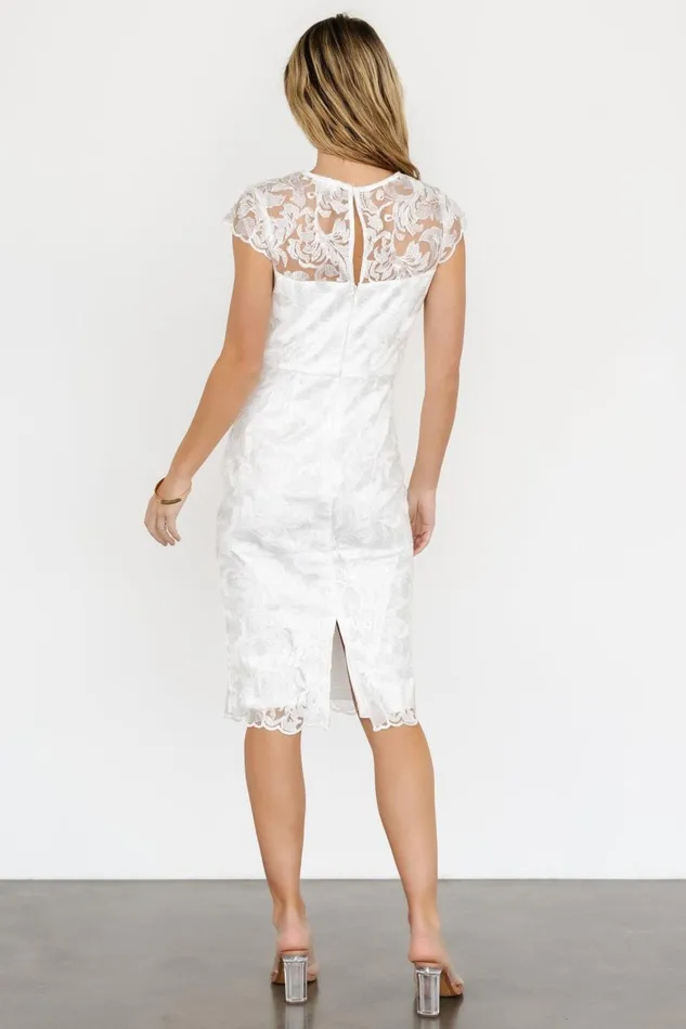 Baltic Born Bridal Women Jacqueline Embossed Midi Dress White Baltic Born Bridal Women Jacqueline Embossed Midi Dress White