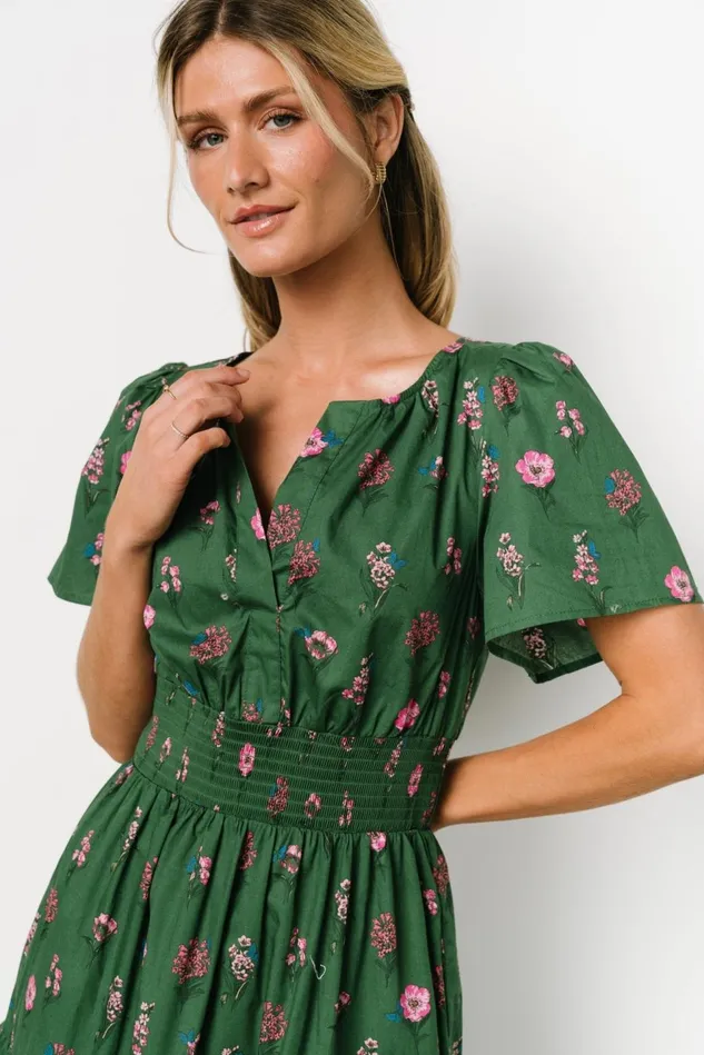 Baltic Born Bump Friendly Women Kiana Poplin Maxi Dress Green Pink