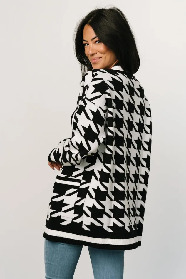 Baltic Born Cardigans Women Leroy Houndstooth Cardigan Black White Baltic Born Cardigans Women Leroy Houndstooth Cardigan Black White