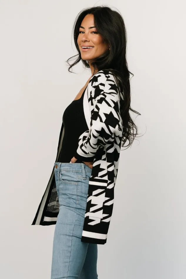 Baltic Born Cardigans Women Leroy Houndstooth Cardigan Black White Baltic Born Cardigans Women Leroy Houndstooth Cardigan Black White