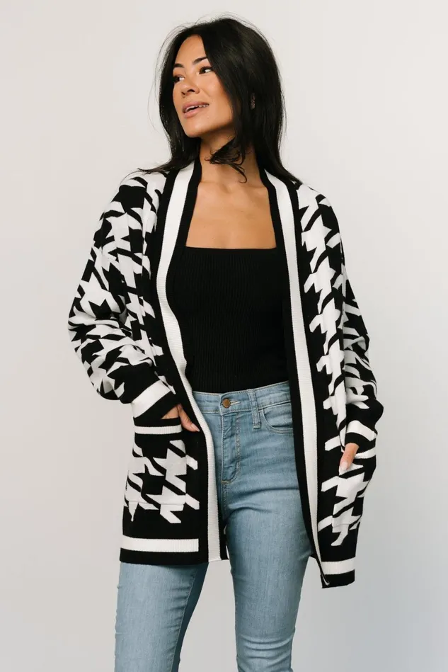 Baltic Born Cardigans Women Leroy Houndstooth Cardigan Black White Baltic Born Cardigans Women Leroy Houndstooth Cardigan Black White