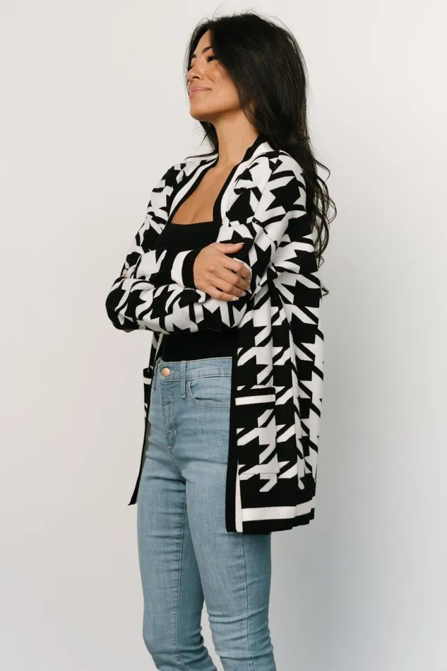 Baltic Born Cardigans Women Leroy Houndstooth Cardigan Black White Baltic Born Cardigans Women Leroy Houndstooth Cardigan Black White