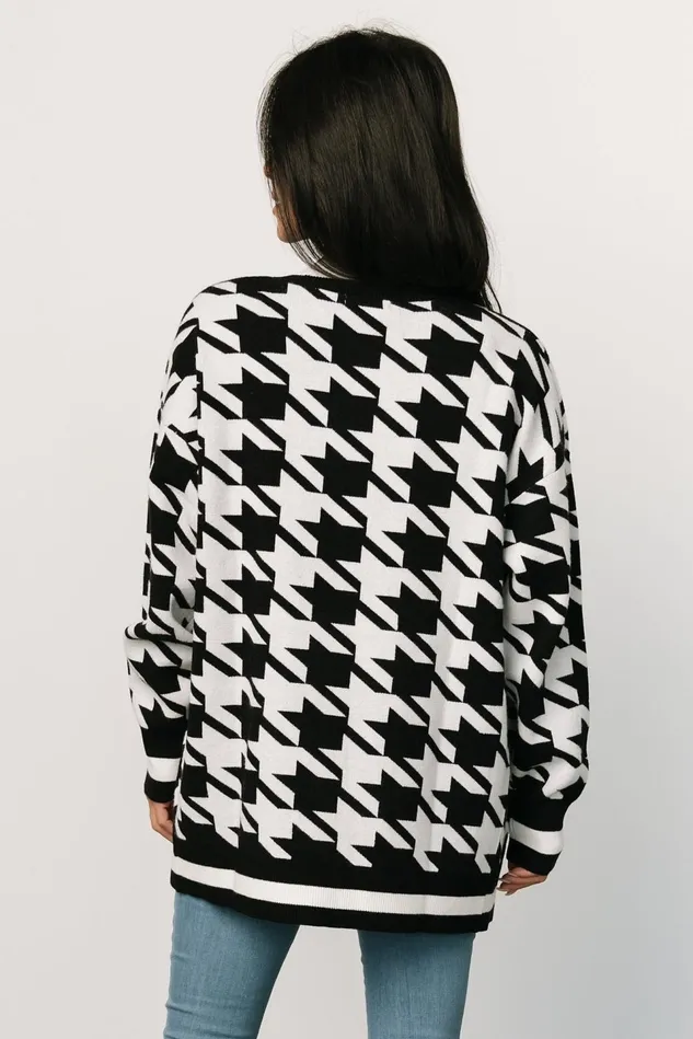 Baltic Born Cardigans Women Leroy Houndstooth Cardigan Black White Baltic Born Cardigans Women Leroy Houndstooth Cardigan Black White