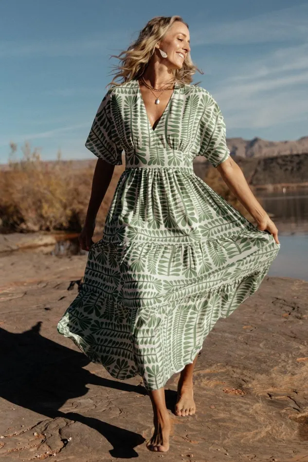 Baltic Born Cover Ups Women Austin Kimono Dress Green Print