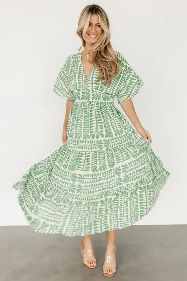 Baltic Born Cover Ups Women Austin Kimono Dress Green Print Baltic Born Cover Ups Women Austin Kimono Dress Green Print