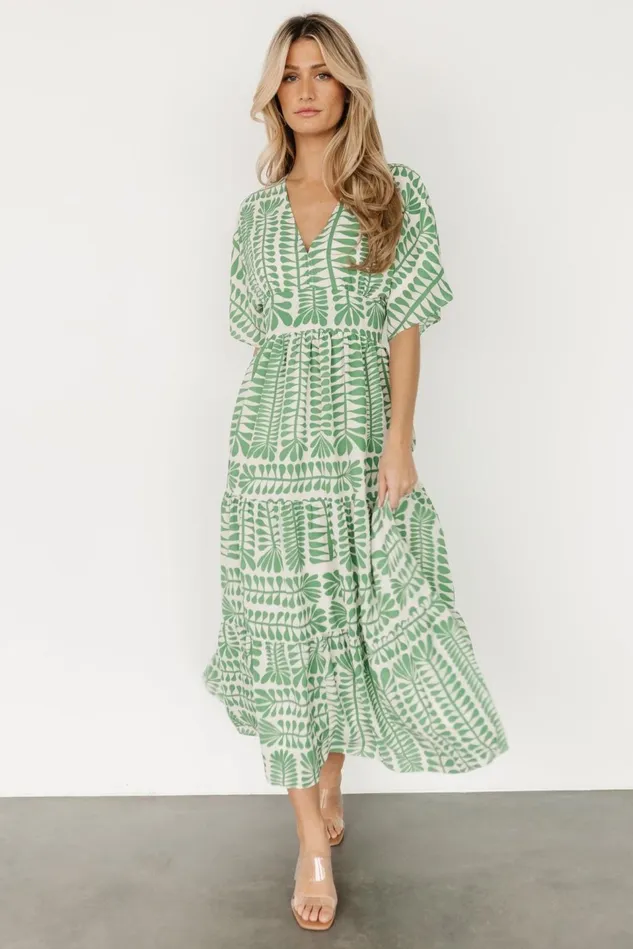 Baltic Born Cover Ups Women Austin Kimono Dress Green Print Baltic Born Cover Ups Women Austin Kimono Dress Green Print