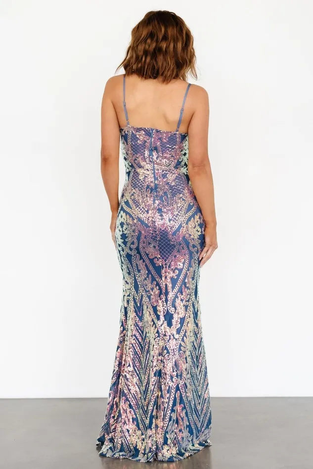 Baltic Born Embellished Sequin Women Adrienne Sequin Gown Blue Baltic Born Embellished Sequin Women Adrienne Sequin Gown Blue