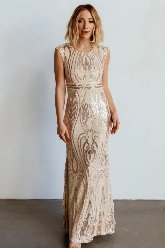 Baltic Born Embellished Sequin Women Alessia Sequin Gown Champagne