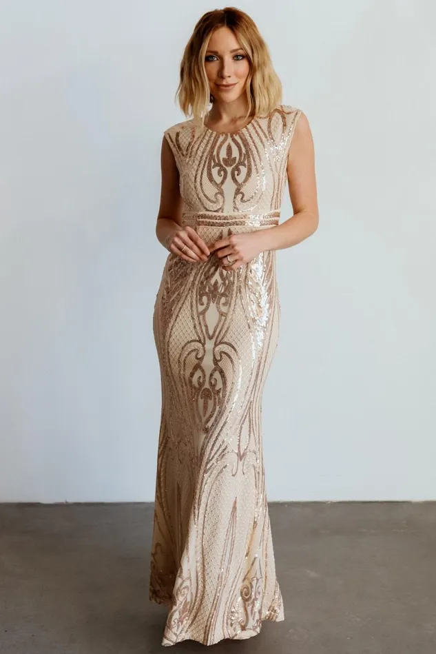 Baltic Born Embellished Sequin Women Alessia Sequin Gown Champagne