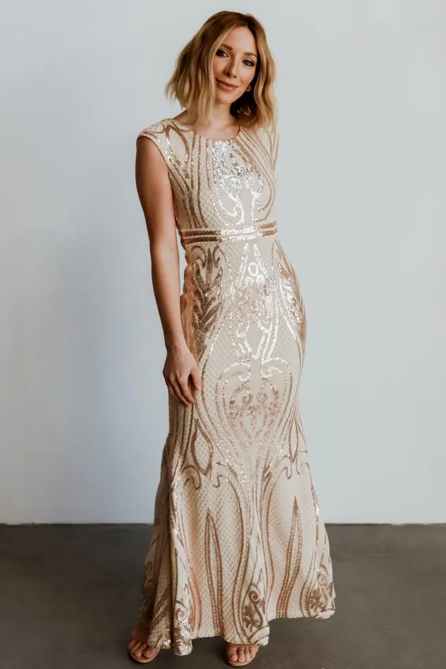 Baltic Born Embellished Sequin Women Alessia Sequin Gown Champagne