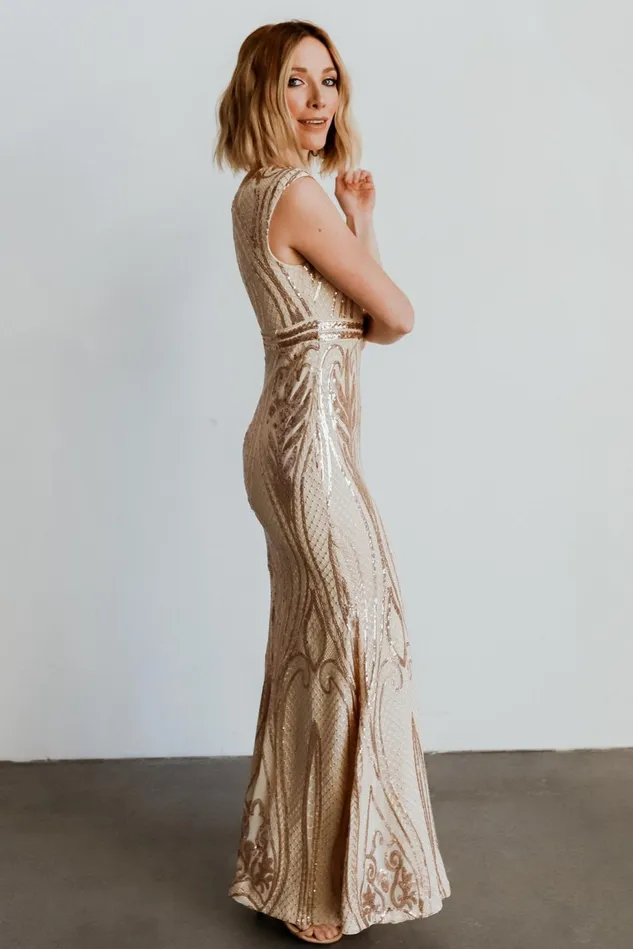 Baltic Born Embellished Sequin Women Alessia Sequin Gown Champagne