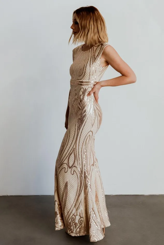Baltic Born Embellished Sequin Women Alessia Sequin Gown Champagne