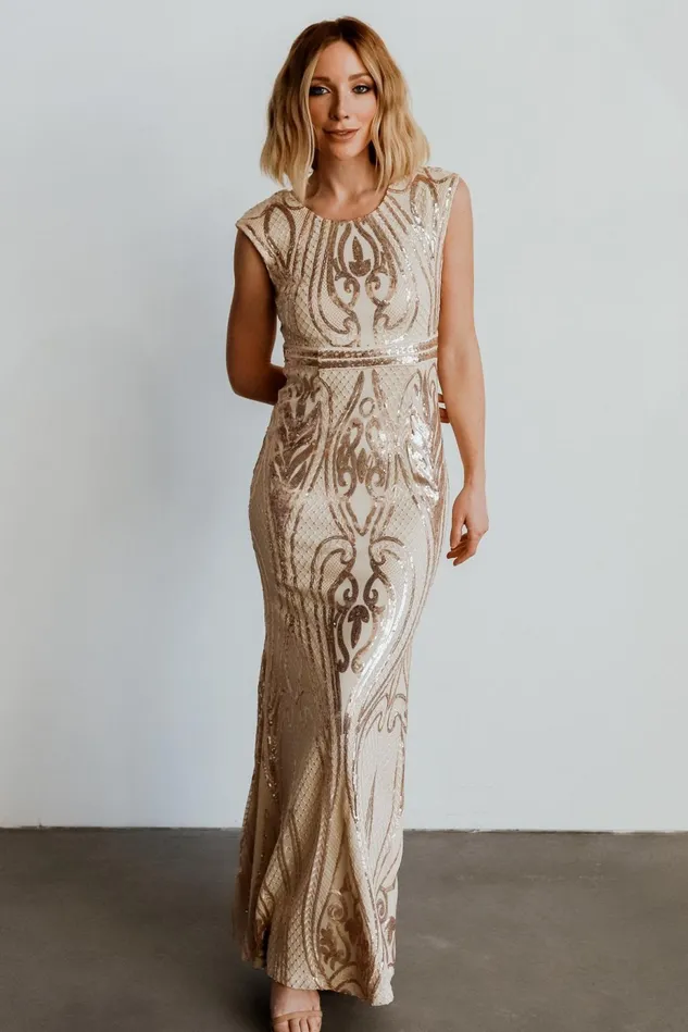 Baltic Born Embellished Sequin Women Alessia Sequin Gown Champagne