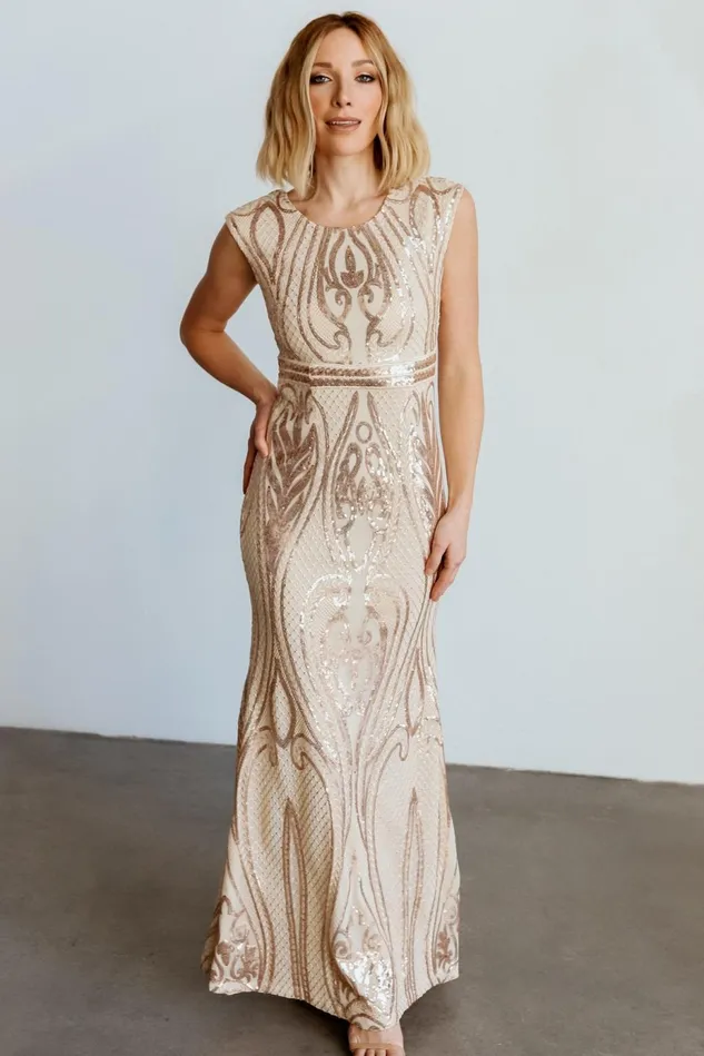 Baltic Born Embellished Sequin Women Alessia Sequin Gown Champagne