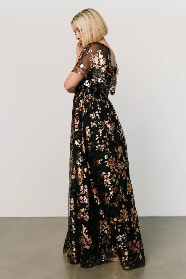 Baltic Born Embellished Sequin Women Cassandra Tulle Maxi Dress Black Blossom Baltic Born Embellished Sequin Women Cassandra Tulle Maxi Dress Black Blossom
