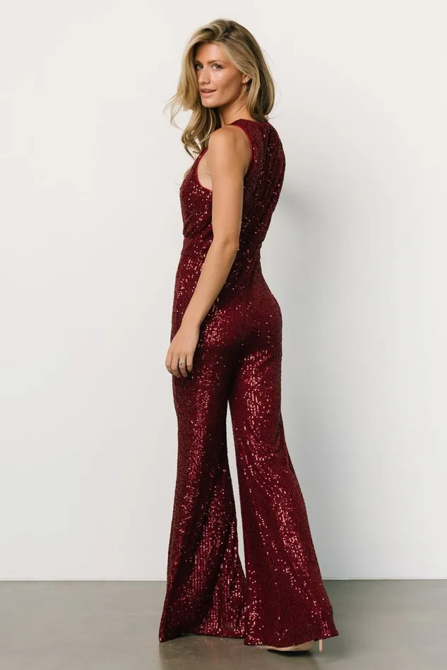 Baltic Born Embellished Sequin Women Hillary Sequin Jumpsuit Wine Baltic Born Embellished Sequin Women Hillary Sequin Jumpsuit Wine