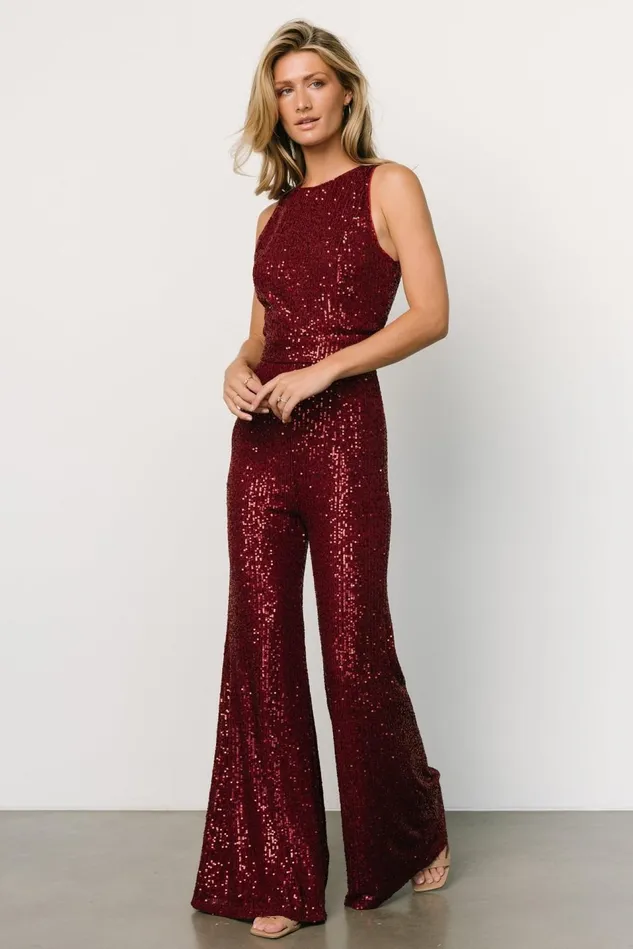 Baltic Born Embellished Sequin Women Hillary Sequin Jumpsuit Wine Baltic Born Embellished Sequin Women Hillary Sequin Jumpsuit Wine