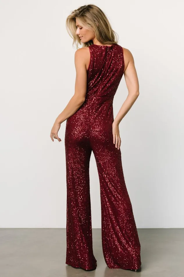Baltic Born Embellished Sequin Women Hillary Sequin Jumpsuit Wine Baltic Born Embellished Sequin Women Hillary Sequin Jumpsuit Wine