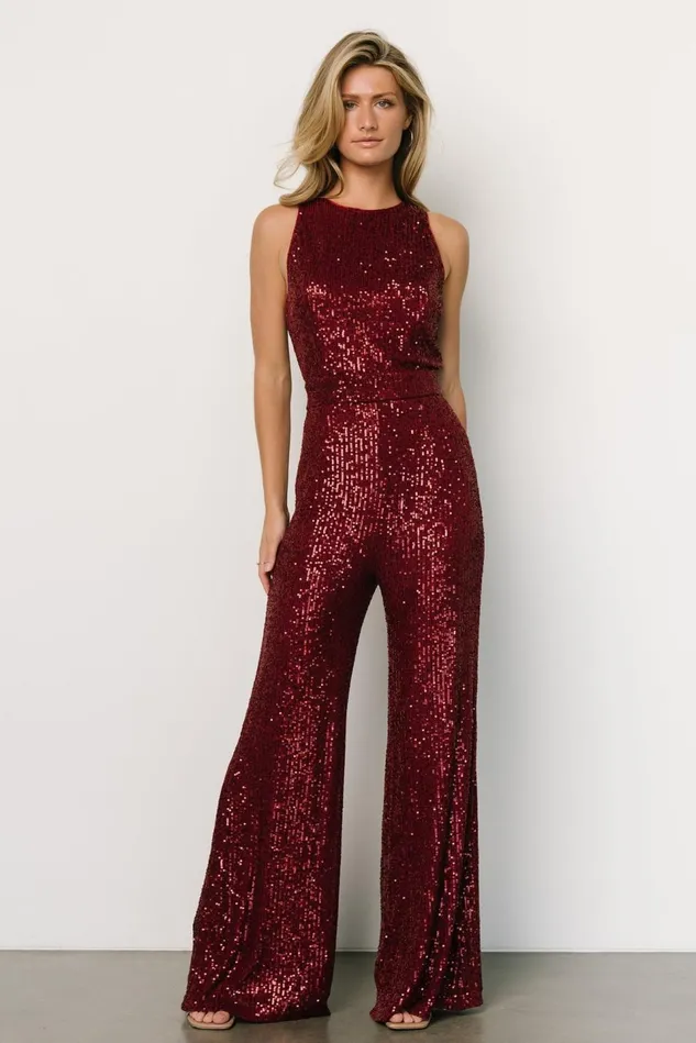 Baltic Born Embellished Sequin Women Hillary Sequin Jumpsuit Wine Baltic Born Embellished Sequin Women Hillary Sequin Jumpsuit Wine