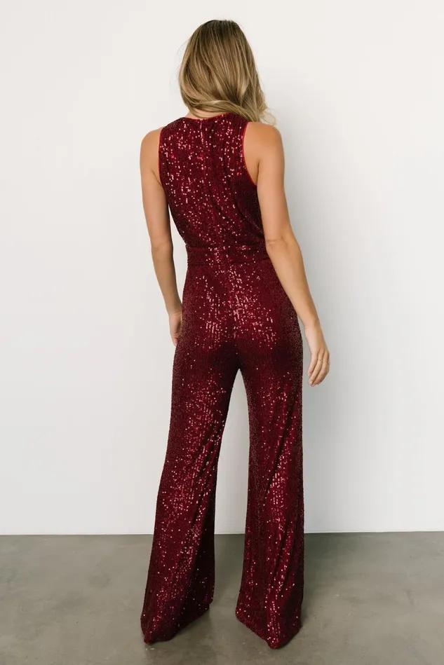 Baltic Born Embellished Sequin Women Hillary Sequin Jumpsuit Wine Baltic Born Embellished Sequin Women Hillary Sequin Jumpsuit Wine