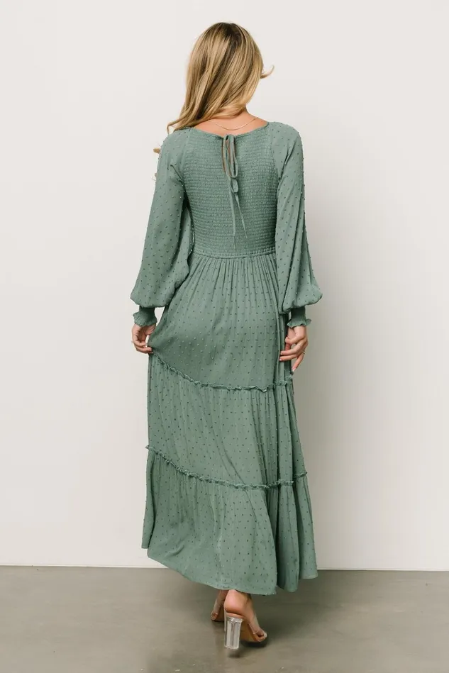 Baltic Born Maxi Dresses Women Bayley Smocked Dotted Maxi Dress Dark Eucalyptus Baltic Born Maxi Dresses Women Bayley Smocked Dotted Maxi Dress Dark Eucalyptus