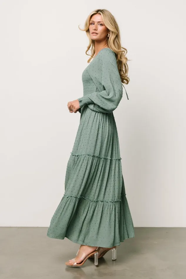 Baltic Born Maxi Dresses Women Bayley Smocked Dotted Maxi Dress Dark Eucalyptus Baltic Born Maxi Dresses Women Bayley Smocked Dotted Maxi Dress Dark Eucalyptus