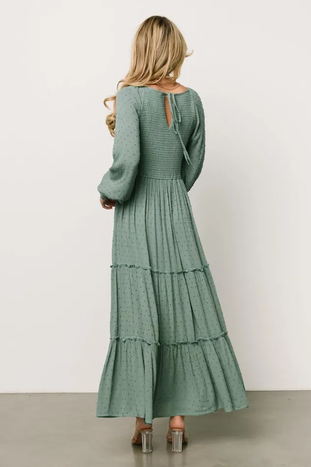 Baltic Born Maxi Dresses Women Bayley Smocked Dotted Maxi Dress Dark Eucalyptus Baltic Born Maxi Dresses Women Bayley Smocked Dotted Maxi Dress Dark Eucalyptus