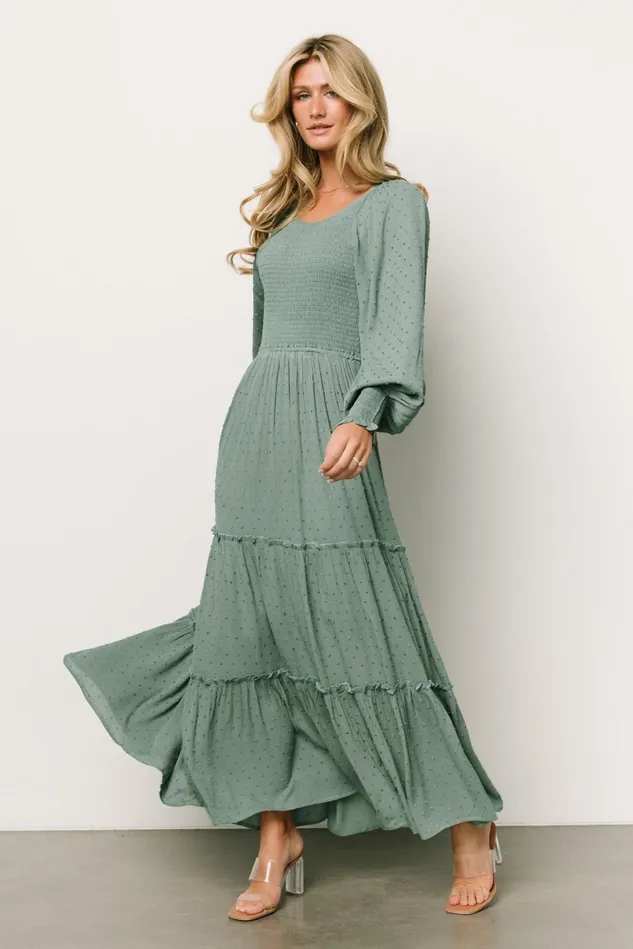 Baltic Born Maxi Dresses Women Bayley Smocked Dotted Maxi Dress Dark Eucalyptus Baltic Born Maxi Dresses Women Bayley Smocked Dotted Maxi Dress Dark Eucalyptus