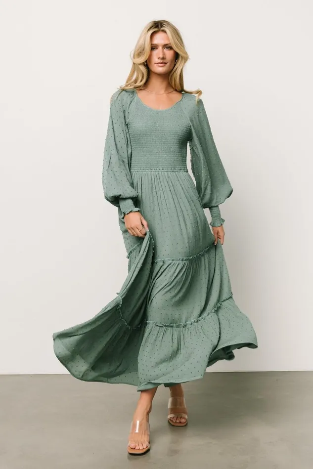 Baltic Born Maxi Dresses Women Bayley Smocked Dotted Maxi Dress Dark Eucalyptus Baltic Born Maxi Dresses Women Bayley Smocked Dotted Maxi Dress Dark Eucalyptus