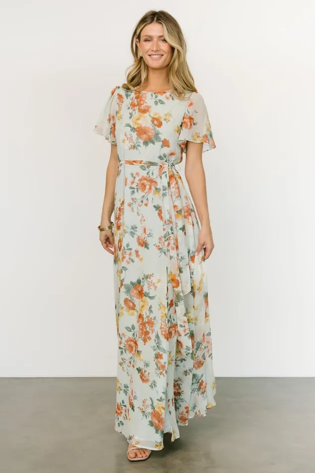 Baltic Born Maxi Dresses Women Naomi Short Sleeve Maxi Dress Sage Floral