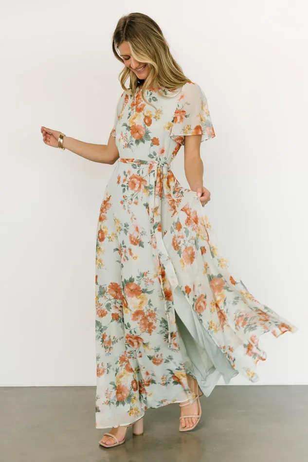 Baltic Born Maxi Dresses Women Naomi Short Sleeve Maxi Dress Sage Floral Baltic Born Maxi Dresses Women Naomi Short Sleeve Maxi Dress Sage Floral