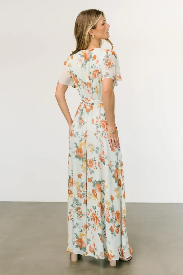 Baltic Born Maxi Dresses Women Naomi Short Sleeve Maxi Dress Sage Floral Baltic Born Maxi Dresses Women Naomi Short Sleeve Maxi Dress Sage Floral