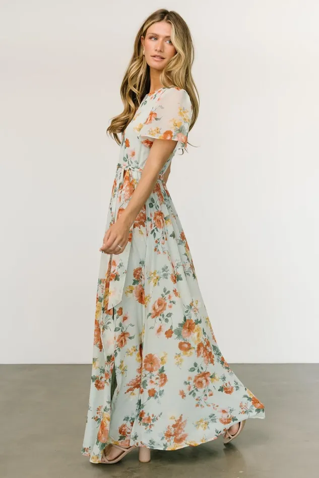 Baltic Born Maxi Dresses Women Naomi Short Sleeve Maxi Dress Sage Floral Baltic Born Maxi Dresses Women Naomi Short Sleeve Maxi Dress Sage Floral