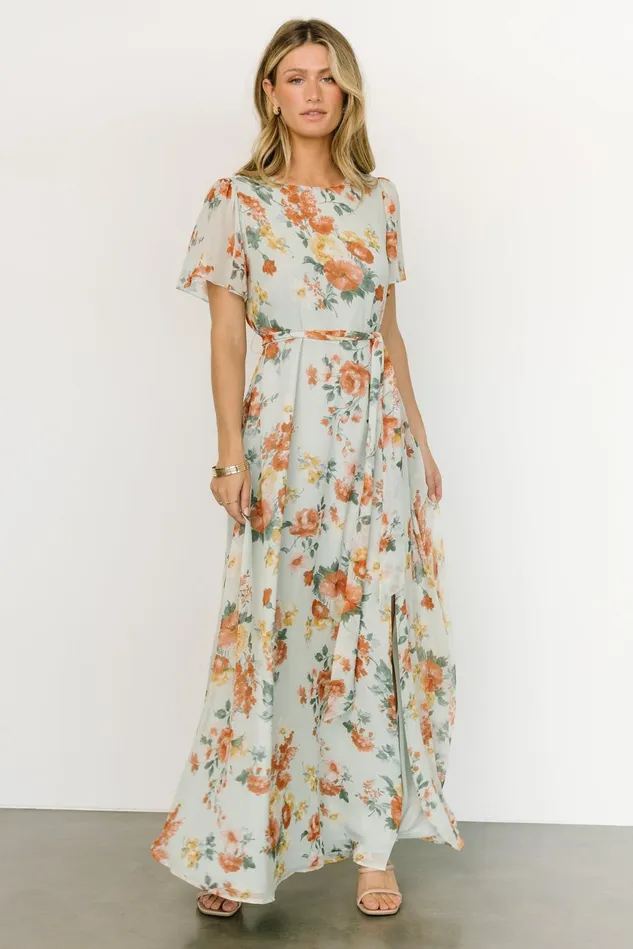 Baltic Born Maxi Dresses Women Naomi Short Sleeve Maxi Dress Sage Floral Baltic Born Maxi Dresses Women Naomi Short Sleeve Maxi Dress Sage Floral