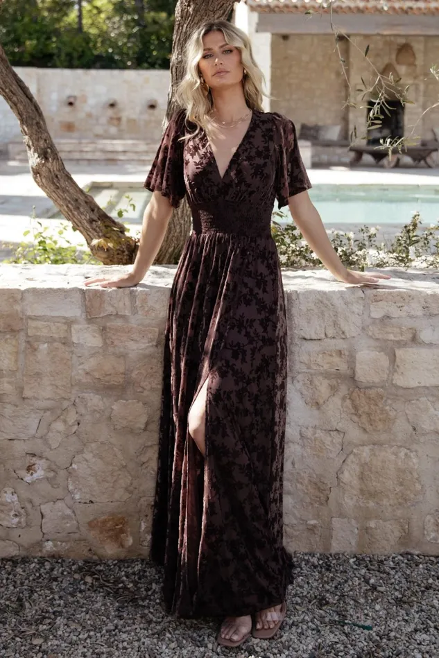 Baltic Born Maxi Dresses Women Veronica Velvet Maxi Dress Espresso