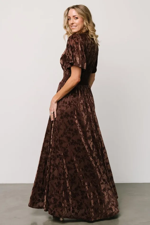 Baltic Born Maxi Dresses Women Veronica Velvet Maxi Dress Espresso Baltic Born Maxi Dresses Women Veronica Velvet Maxi Dress Espresso