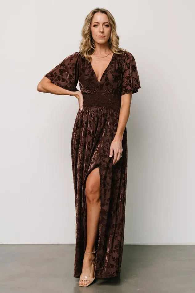 Baltic Born Maxi Dresses Women Veronica Velvet Maxi Dress Espresso Baltic Born Maxi Dresses Women Veronica Velvet Maxi Dress Espresso