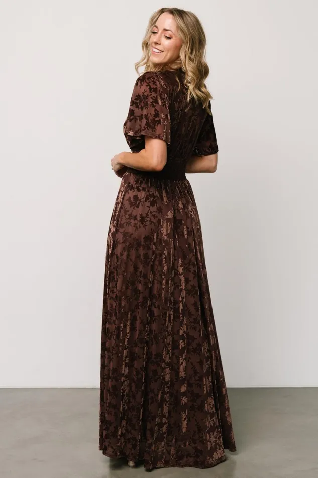 Baltic Born Maxi Dresses Women Veronica Velvet Maxi Dress Espresso Baltic Born Maxi Dresses Women Veronica Velvet Maxi Dress Espresso