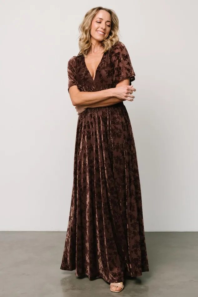 Baltic Born Maxi Dresses Women Veronica Velvet Maxi Dress Espresso Baltic Born Maxi Dresses Women Veronica Velvet Maxi Dress Espresso