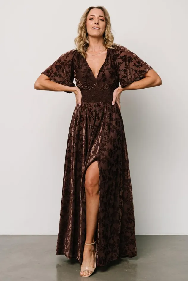 Baltic Born Maxi Dresses Women Veronica Velvet Maxi Dress Espresso Baltic Born Maxi Dresses Women Veronica Velvet Maxi Dress Espresso