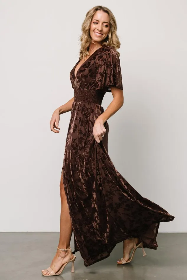 Baltic Born Maxi Dresses Women Veronica Velvet Maxi Dress Espresso Baltic Born Maxi Dresses Women Veronica Velvet Maxi Dress Espresso