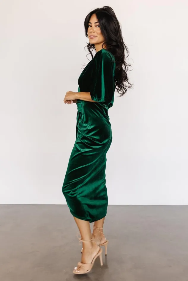 Baltic Born Mother Of The Bride Women Brendyn Ruched Velvet Dress Emerald Baltic Born Mother Of The Bride Women Brendyn Ruched Velvet Dress Emerald