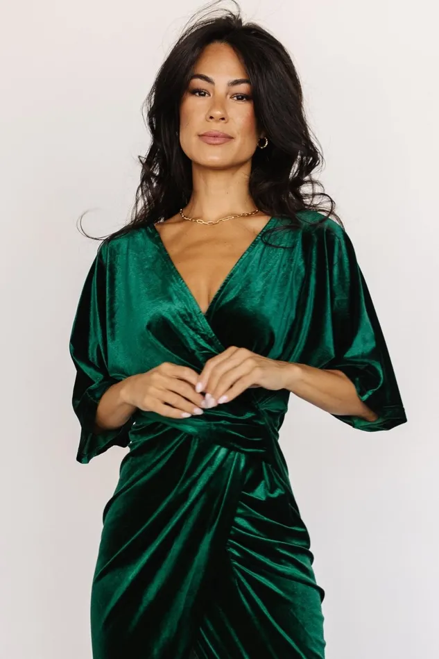 Baltic Born Mother Of The Bride Women Brendyn Ruched Velvet Dress Emerald Baltic Born Mother Of The Bride Women Brendyn Ruched Velvet Dress Emerald