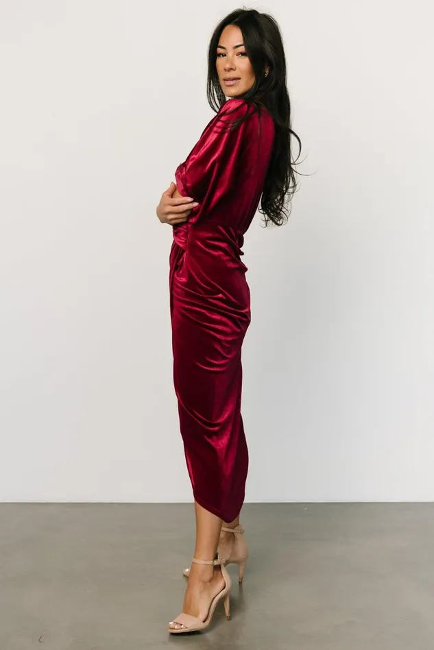 Baltic Born Mother Of The Bride Women Brendyn Ruched Velvet Dress Wine Baltic Born Mother Of The Bride Women Brendyn Ruched Velvet Dress Wine