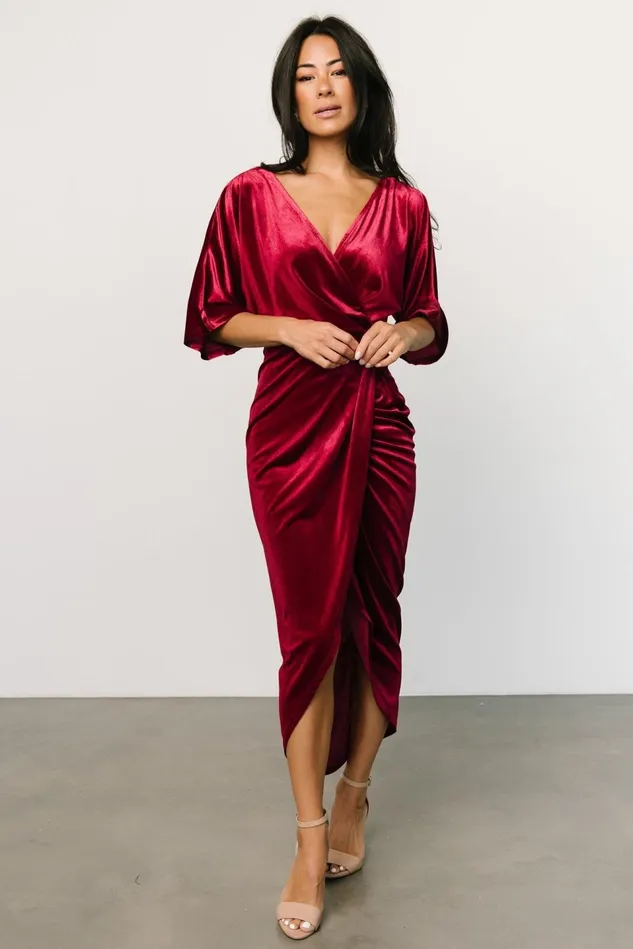 Baltic Born Mother Of The Bride Women Brendyn Ruched Velvet Dress Wine Baltic Born Mother Of The Bride Women Brendyn Ruched Velvet Dress Wine
