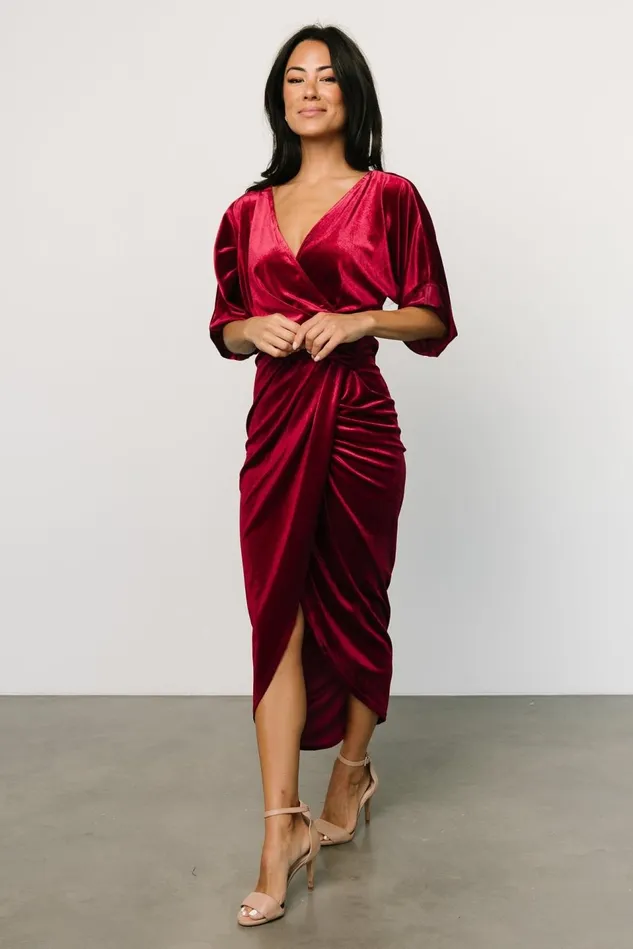 Baltic Born Mother Of The Bride Women Brendyn Ruched Velvet Dress Wine Baltic Born Mother Of The Bride Women Brendyn Ruched Velvet Dress Wine