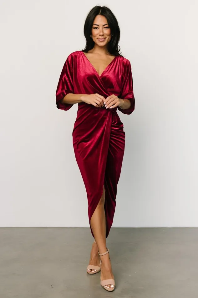 Baltic Born Mother Of The Bride Women Brendyn Ruched Velvet Dress Wine Baltic Born Mother Of The Bride Women Brendyn Ruched Velvet Dress Wine