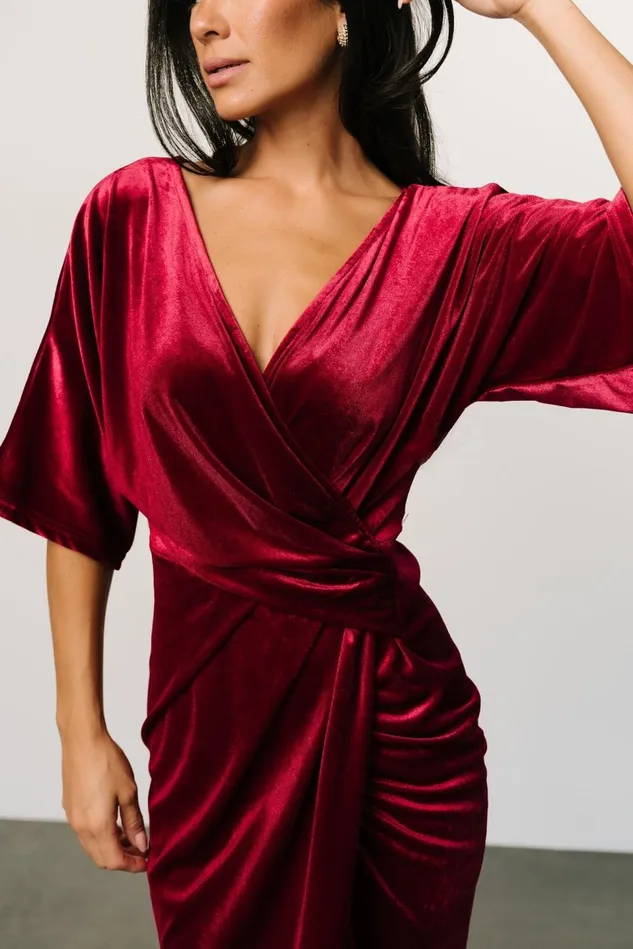 Baltic Born Mother Of The Bride Women Brendyn Ruched Velvet Dress Wine Baltic Born Mother Of The Bride Women Brendyn Ruched Velvet Dress Wine