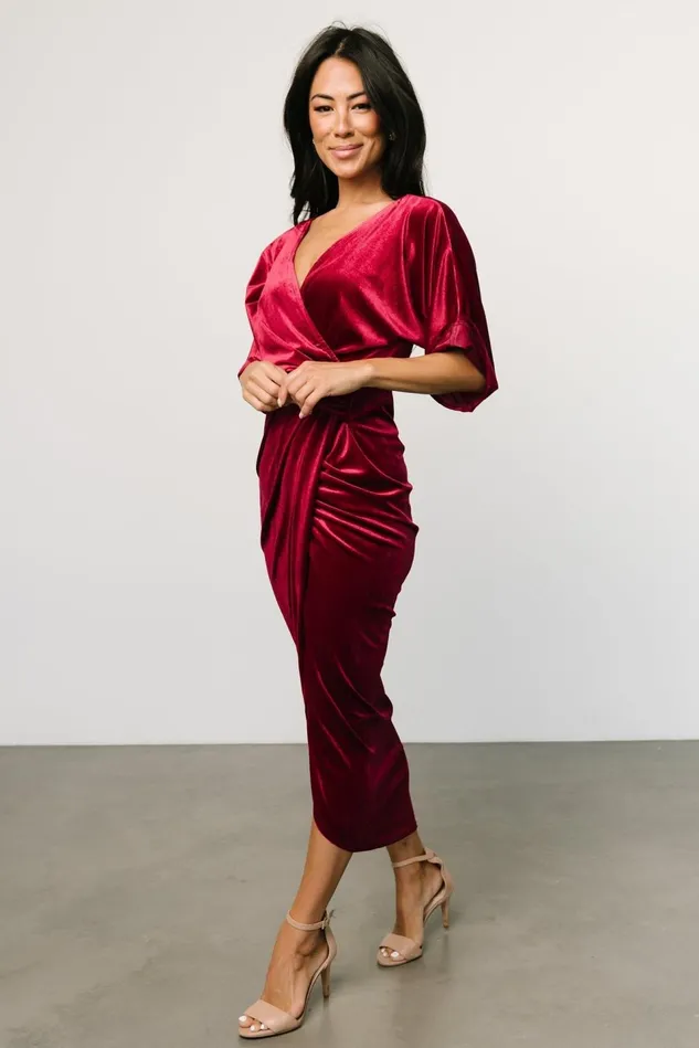 Baltic Born Mother Of The Bride Women Brendyn Ruched Velvet Dress Wine Baltic Born Mother Of The Bride Women Brendyn Ruched Velvet Dress Wine